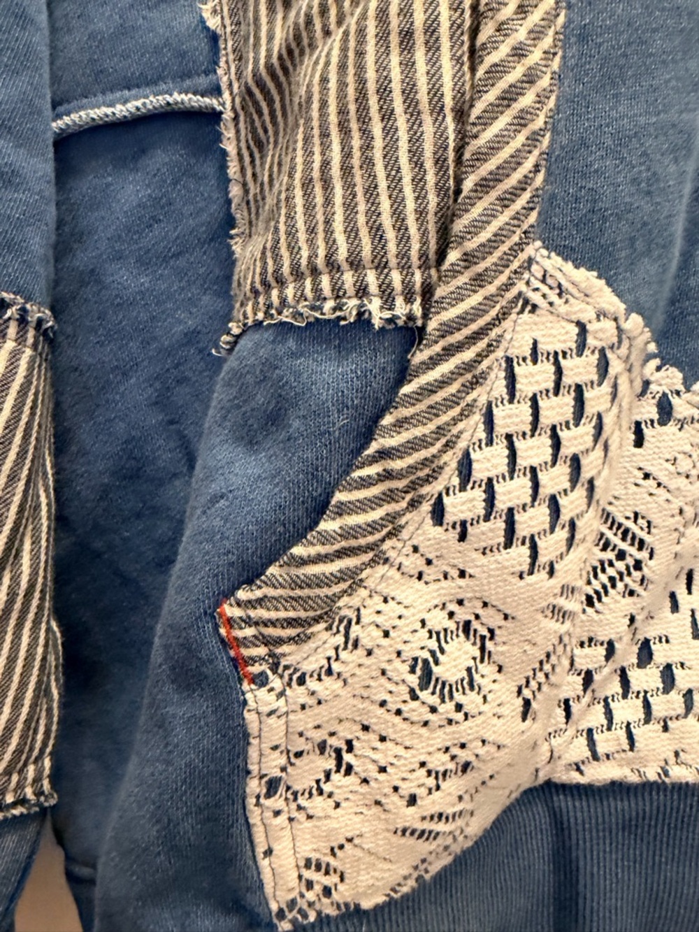 Free People Blue Patchwork Lace Hoodie - Picture 2 of 7